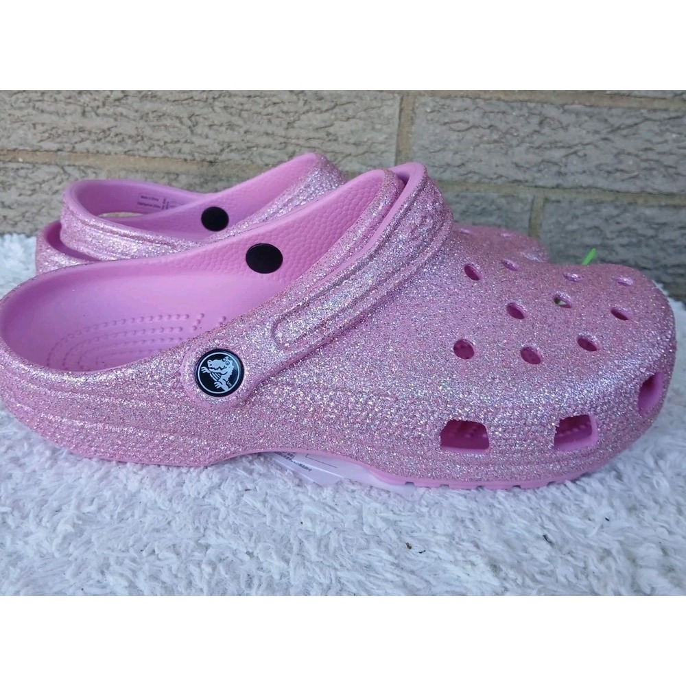 NWT Crocs Classic Pink Glitter 2 Clogs Men's 8 Women's 10